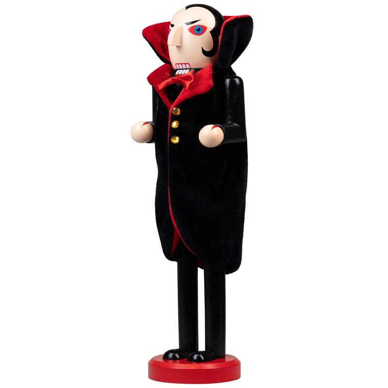 Vampire Wooden Halloween Nutcracker - 14" - Black and Red