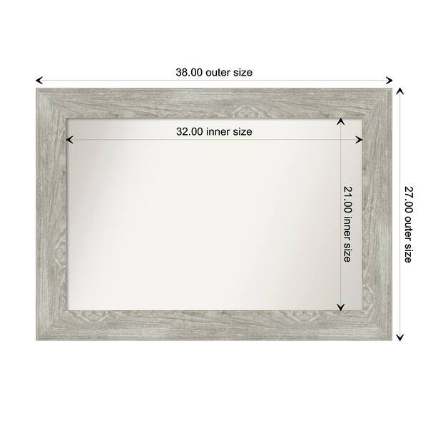 dimension image slide 98 of 113, Dove Greywash Framed Non-Beveled Custom Wall Mirror, Bathroom Vanity Mirror