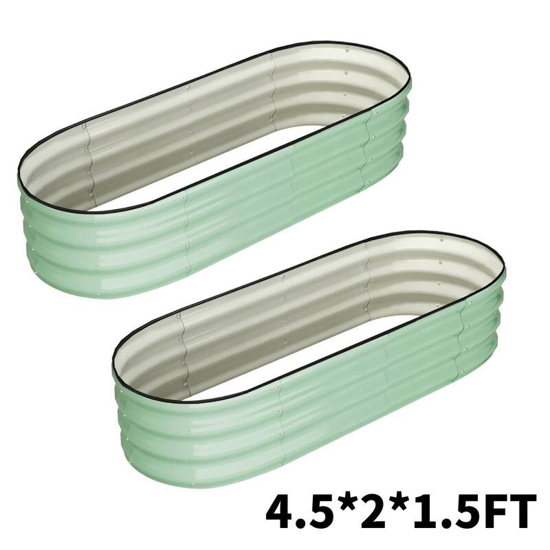 2 Pcs 4.5x2x1.5ft Galvanized Raised Garden Bed, Planter Box for Vegetables, Flowers, Fruits - Green
