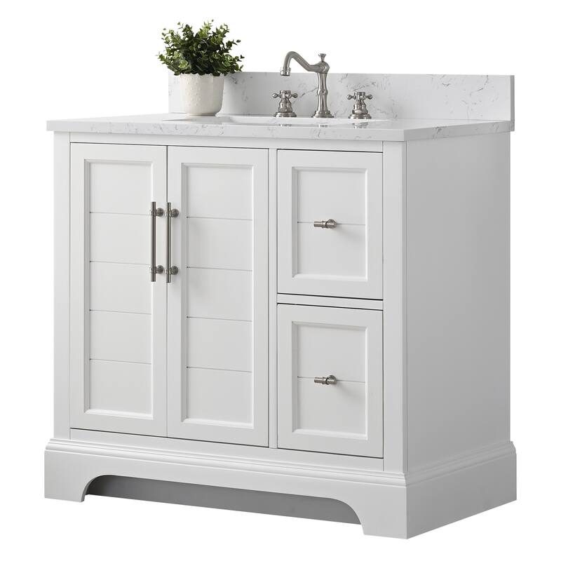 Vanity Art 36" Single Sink Bathroom Vanity with Top & Backsplash