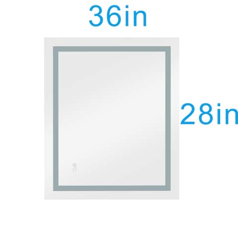36x28 Inch LED Lighted Makeup Mirror For Bathroom Vanity With Touch Bottom Ultra-Thin Wall Mounted Mirror