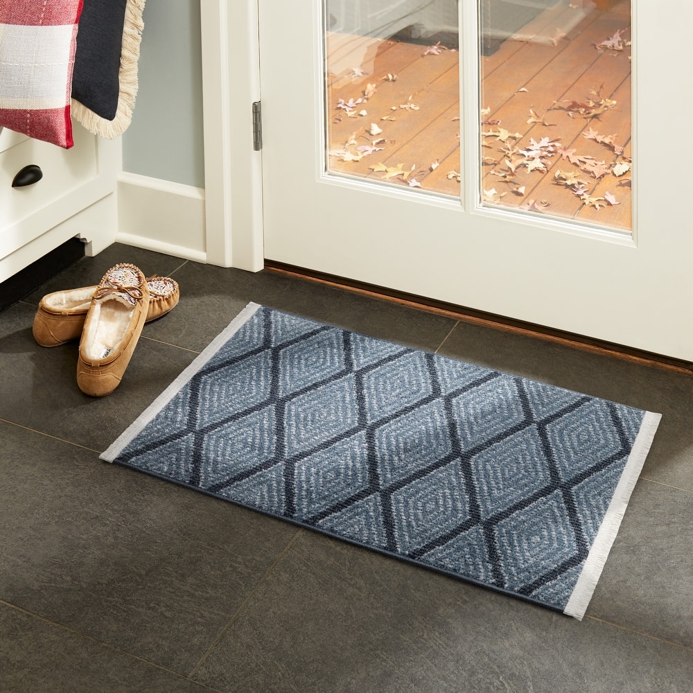 TOWN & COUNTRY EVERYDAY Rein Solid Diamond Everwash Washable Non-Slip Backing Area Rug