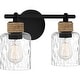 preview thumbnail 3 of 6, Baltic 2-Light Matte Black Vanity Light
