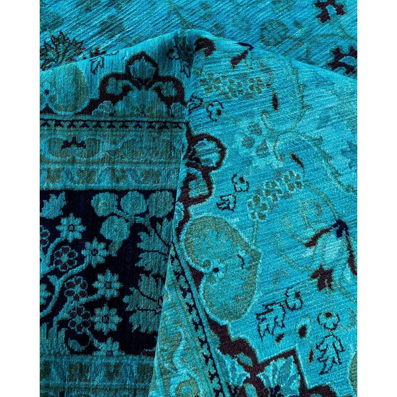 Overdyed, One-of-a-Kind Hand-Knotted Area Rug - Blue - 8' 1" x 10' 2"