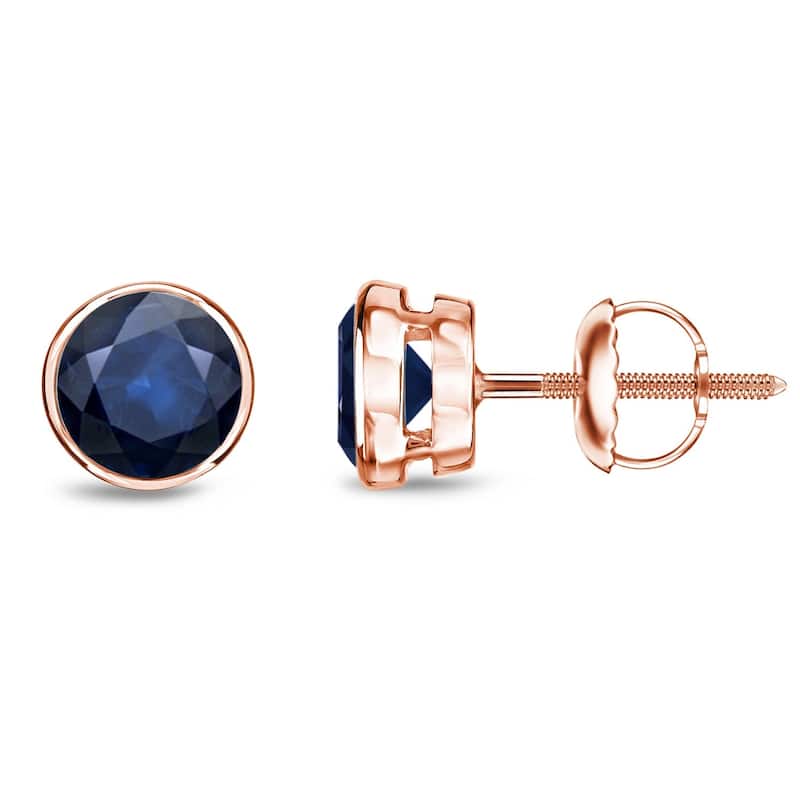 Auriya 14k Gold Bezel-set Sapphire Stud Earrings 1ctw - Rose