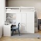 preview thumbnail 1 of 14, Elegant Full Size Bunk Bed with Storage Wardrobe and Shelves, Versatile Bed with Built-In Desk Beneath the Bed Grey