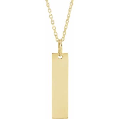 Curata 14k Yellow or White Gold Polished Vertical Bar 16-18" Necklace 20x5mm