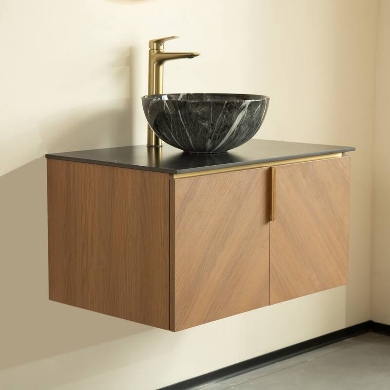 Wall Mounted Bathroom Vanity with Sintered Stone Countertop and Sink
