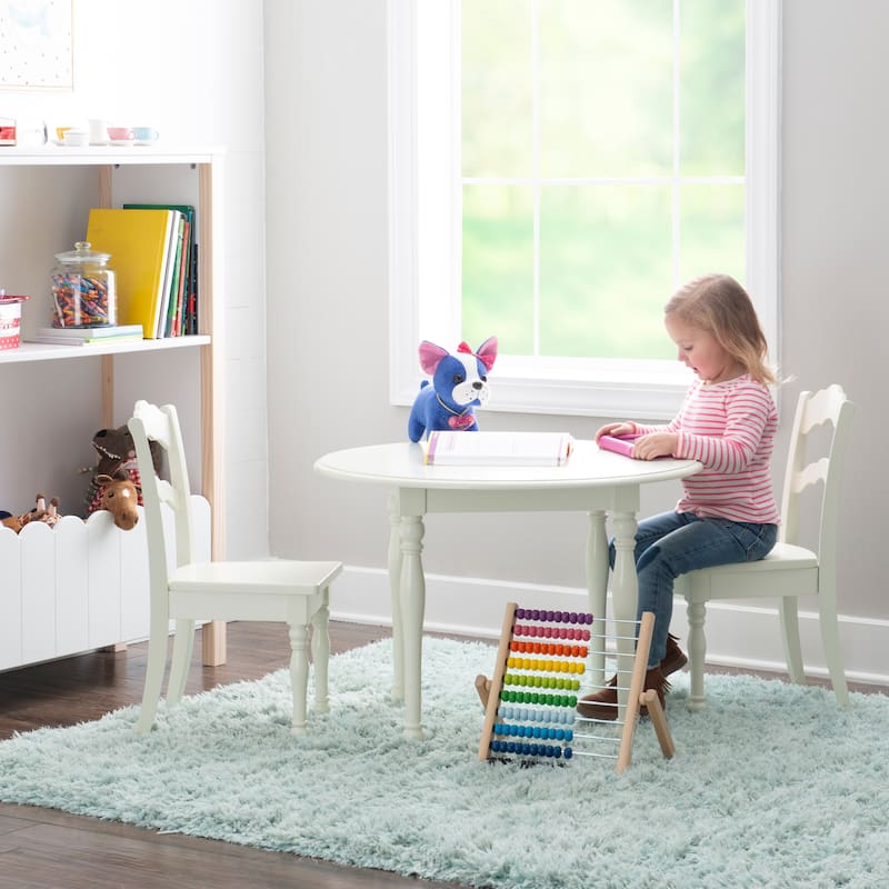 Kids White Table and 2 Chairs