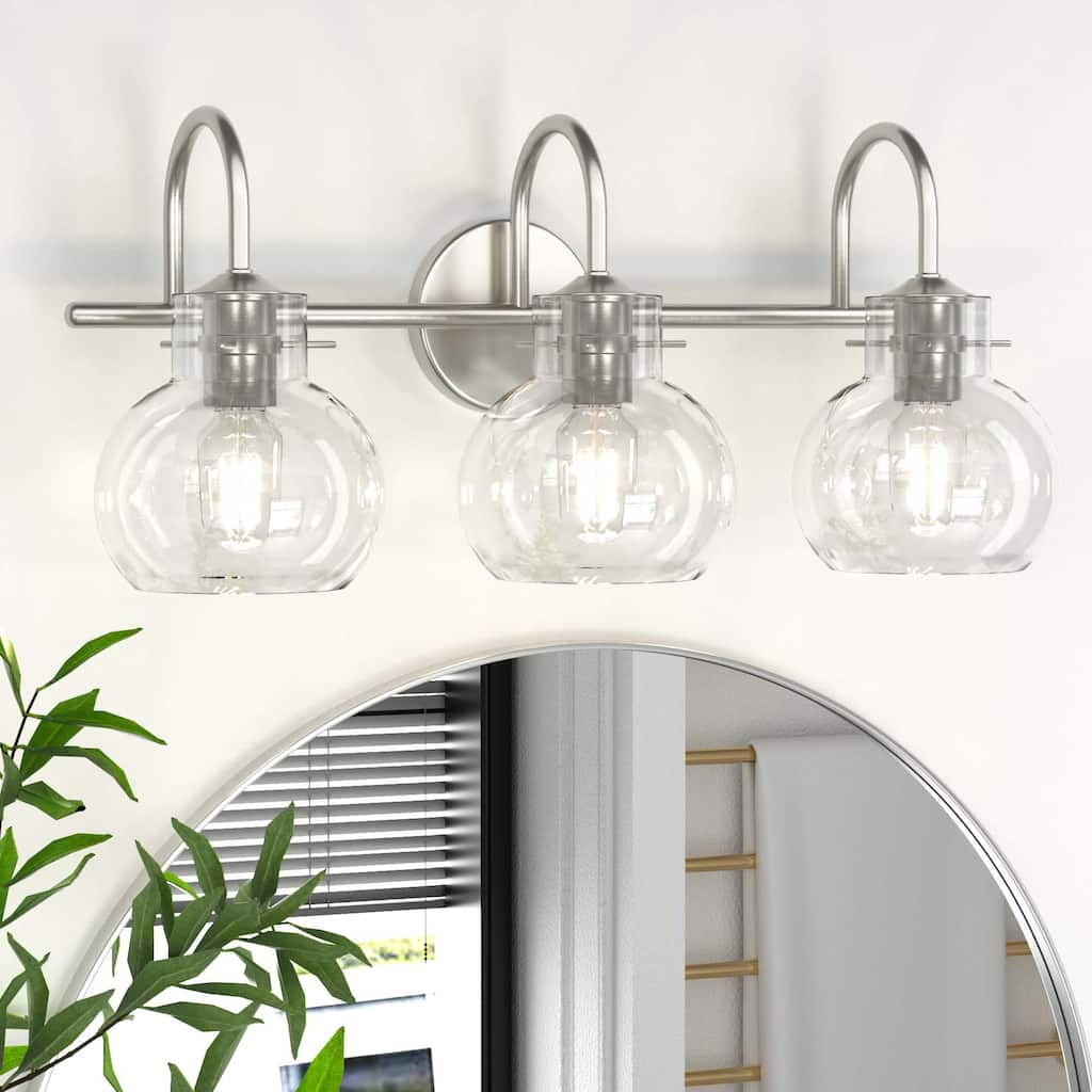 Modern 2/3/4 Bathroom Vanity Lights Clear Globe Glass Shade