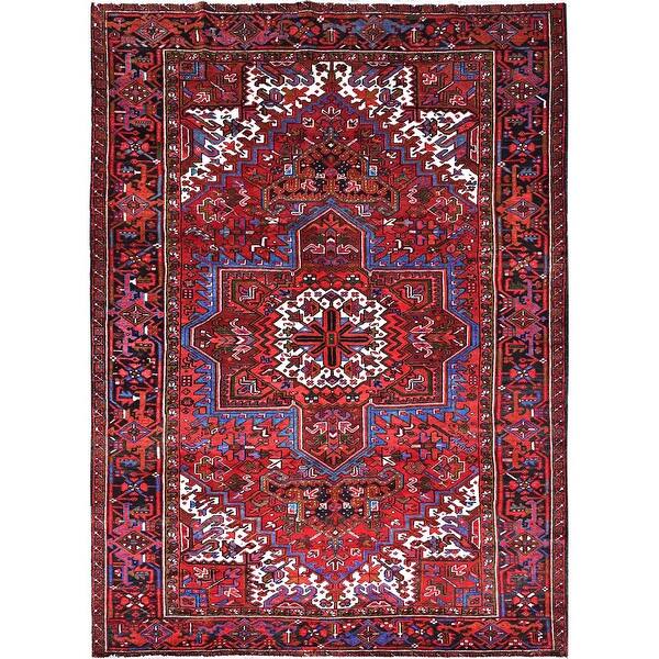 Shahbanu Rugs Upsdell Red Hand Knotted Abrash Semi Antique Persian