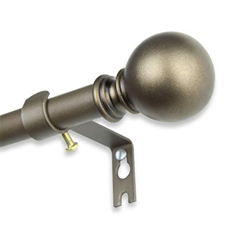 Antique Gold Curtain Rod - 48 to 84 Inch Adjustable Rod with Finials - Metal Window Curtain Rod