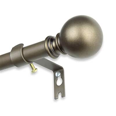 Antique Gold Curtain Rod - 48 to 84 Inch Adjustable Rod with Finials - Metal Window Curtain Rod