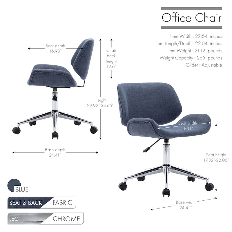 Porthos Home Orli Faux Leather or Fabric Mid-Century Office Chair