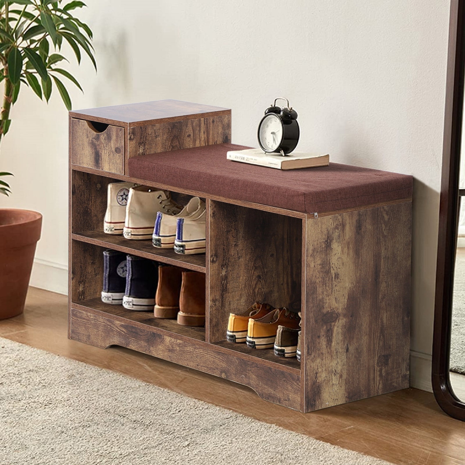 Shoe storage and shop seat unit