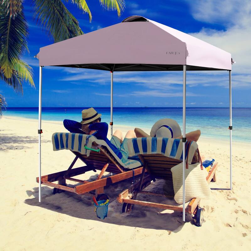 6.6 x 6.6 Feet Portable Pink Canopy Tent Waterproof Oxford Cloth Adjustable Height with Wheels