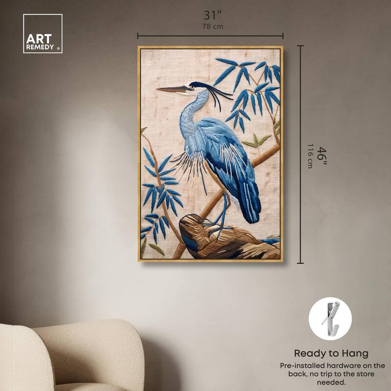 Needlework Heron Canvas by Art Remedy