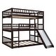 preview thumbnail 6 of 17, Full-Over-Full-Over-Full Triple Bed with Built-in Ladder and Slide , Triple Bunk Bed with Guardrails, Espresso N/A