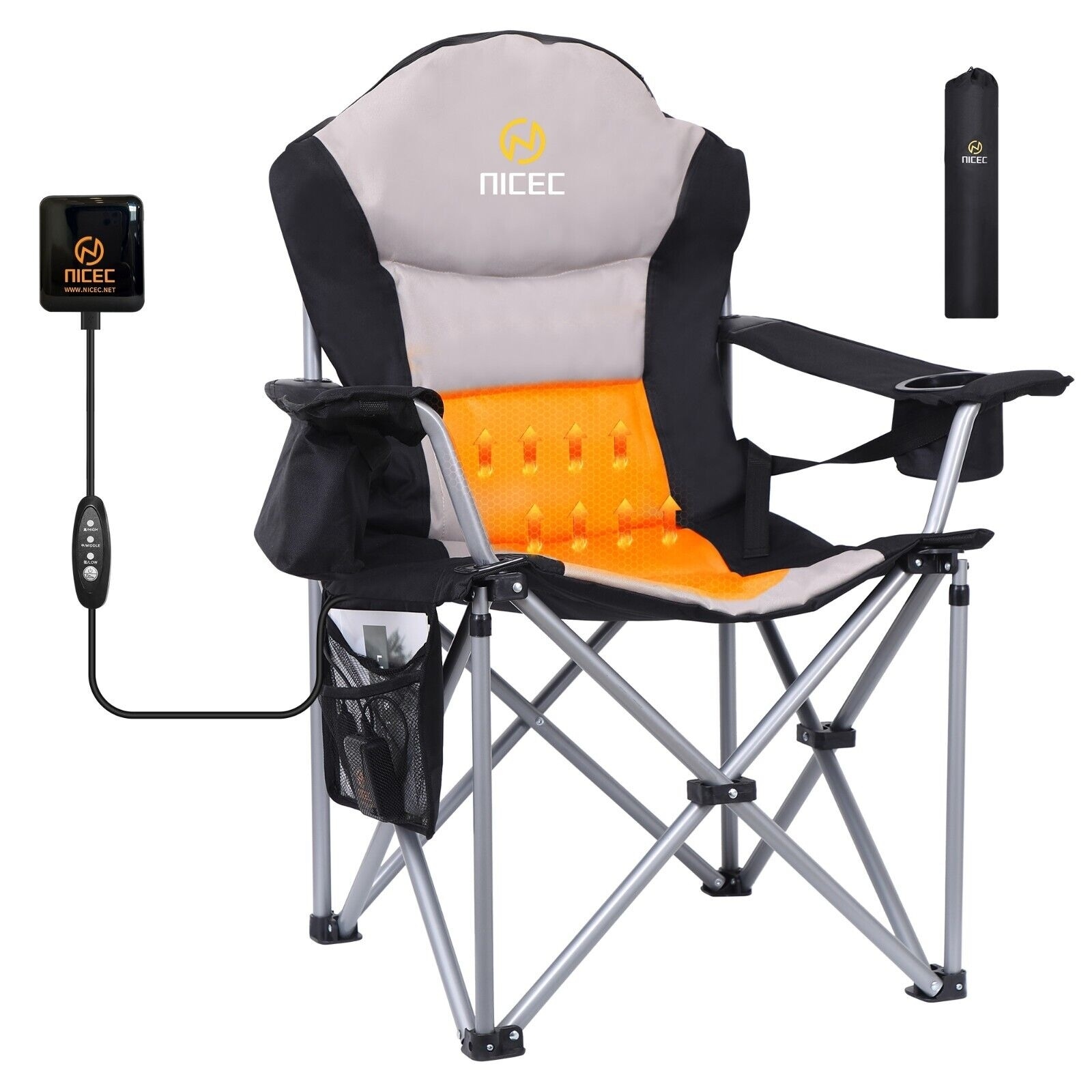 Heated store camping seat