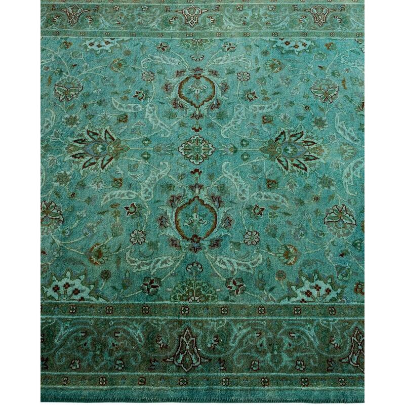 Overton Hand Knotted Wool Vintage Inspired Modern Contemporary Overdyed Blue Area Rug - 3' 2" x 5' 4"