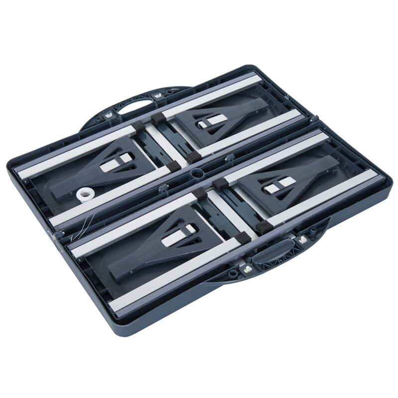 Portable Folding Picnic Table with Seats and Umbrella Hole, Multipurpose Table with Camping Chairs Set, 4-Seat, Aluminum Frame