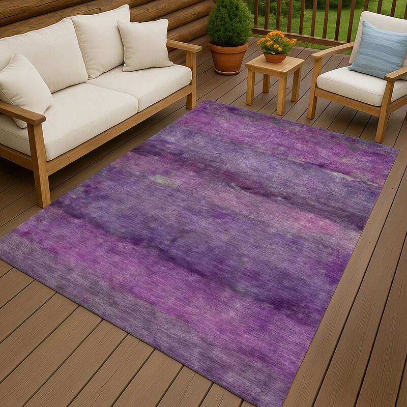 Machine Washable Indoor/ Outdoor Contemporary Ombre Chantille Rug