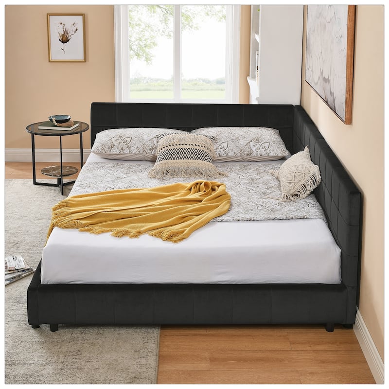 Queen Size Upholstered Tufted Bed Frame for Bedroom