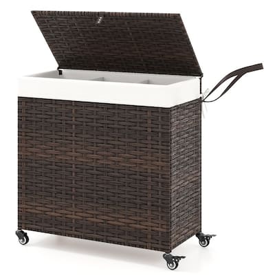 Wheeled Laundry Hamper with Lid for Easy Mobility - 25.5" x 13" x26" (L x W x H)