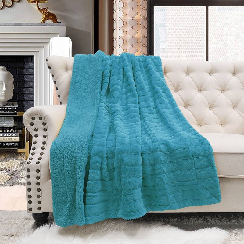 Supermink Decorative Fauxfur Throw 50'' x 60'' - 50'' x 60" - Tile Blue