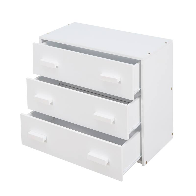 Twin Size Low Loft Bed with Drawers, Shelf and Cabinet, Storage Platform Bed, Solid Wood Bed Frame with Ladder and Guardrails