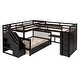 preview thumbnail 25 of 30, Twin-Twin over Full L-Shaped Bunk Bed With 3 Drawers, Portable Desk and Wardrobe