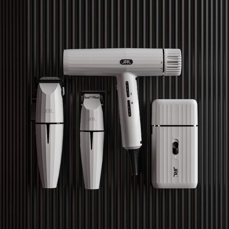 JRL Professional Ghost Collection - Clipper, Trimmer, Shaver, & Hair Dryer Set White