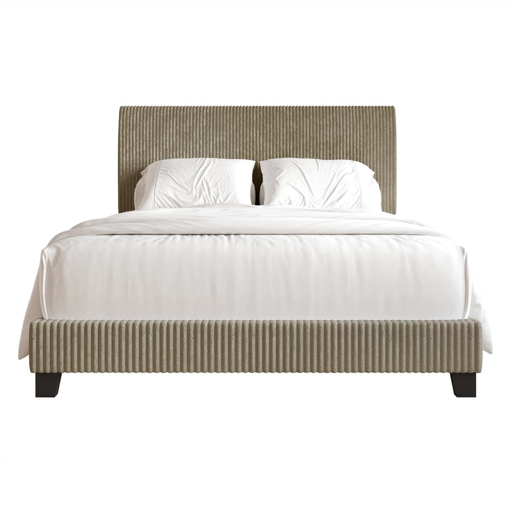 CraftPorch Corduroy Elegant and Chic Velvet Upholstered Bed