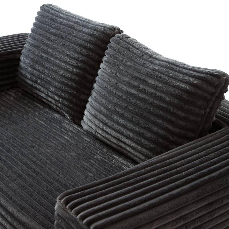 Modern Modular Corduroy Loveseat with Spring Support, Removable Cushions, for Living Room, Bedroom, Studio Apartment