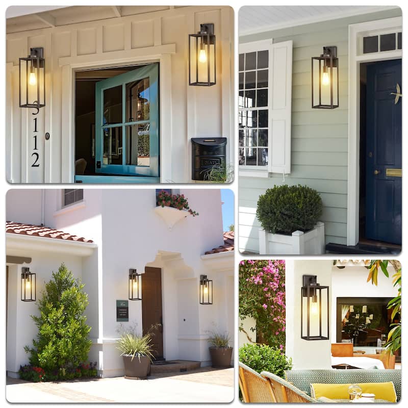 1-Light Matte Black Modern Outdoor Wall Lantern