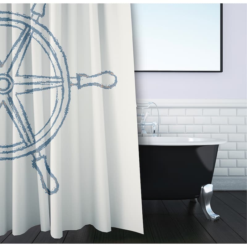 Large Ship Wheel Shower Curtain