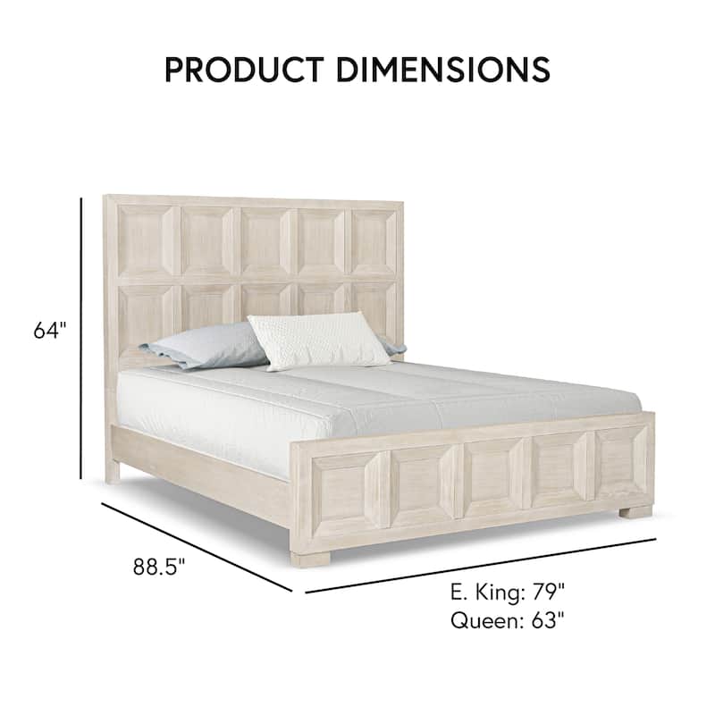 Furniture of America Durem Modern Classic 5-Piece Solid Wood Panel Bedroom Set with 2-Drawer Oversized Nightstand