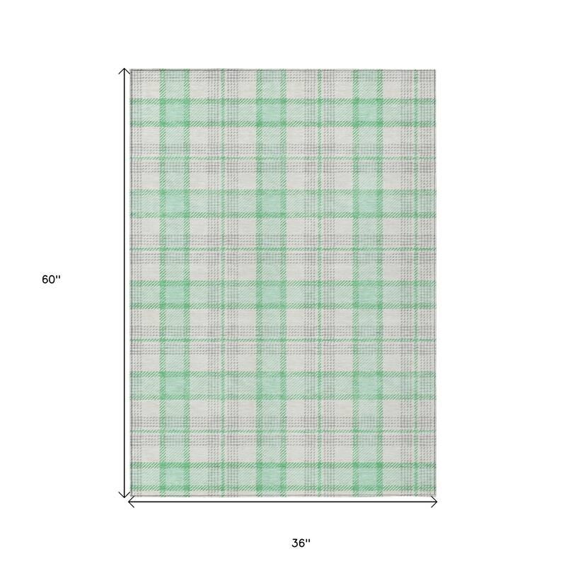 HomeRoots Plaid Transitional Rectangle Outdoor Rug
