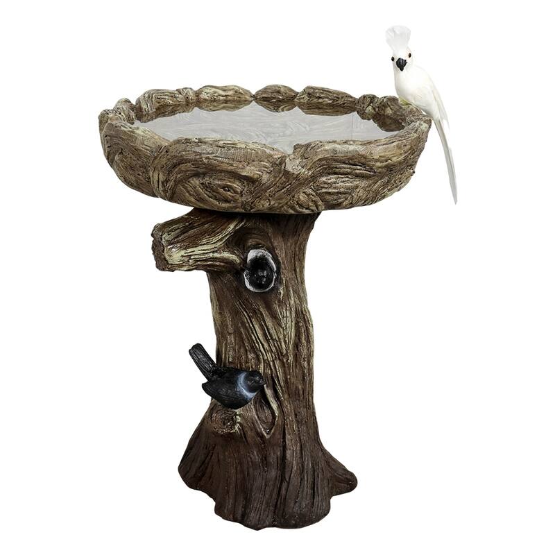 23in H Birdbath for Outdoor Garden with a Fake Bird Decor