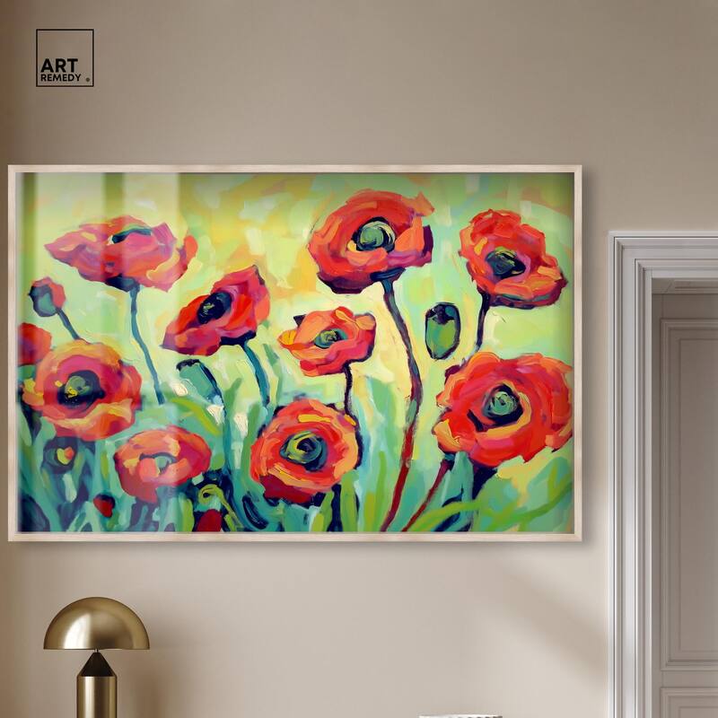 Red Poppy Field I Shadowbox by Art Remedy
