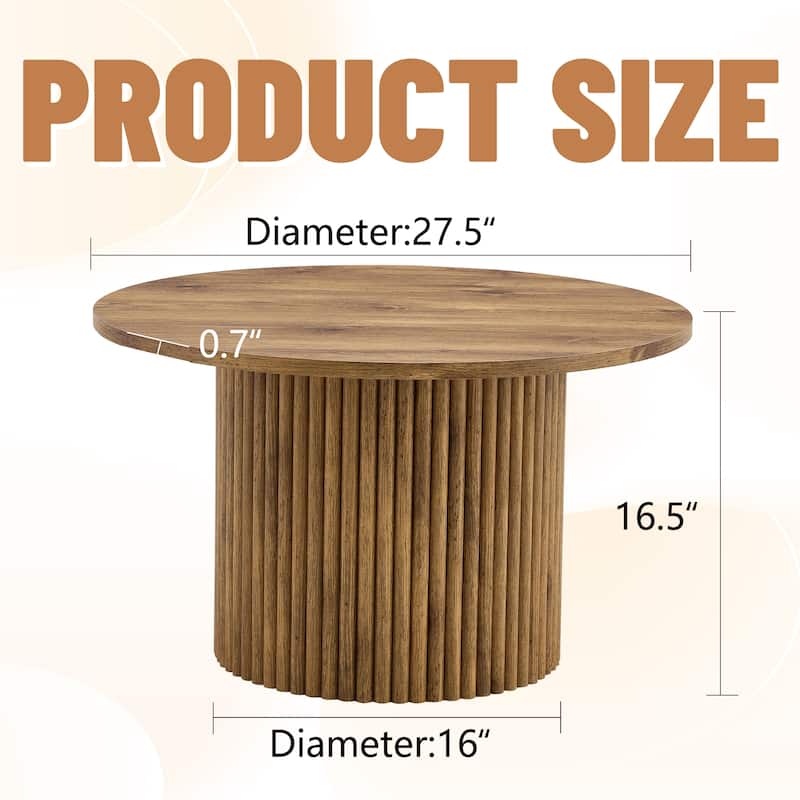 27.5" MDF Coffee Table with Roman Column Legs and Hidden Storage for Living Room