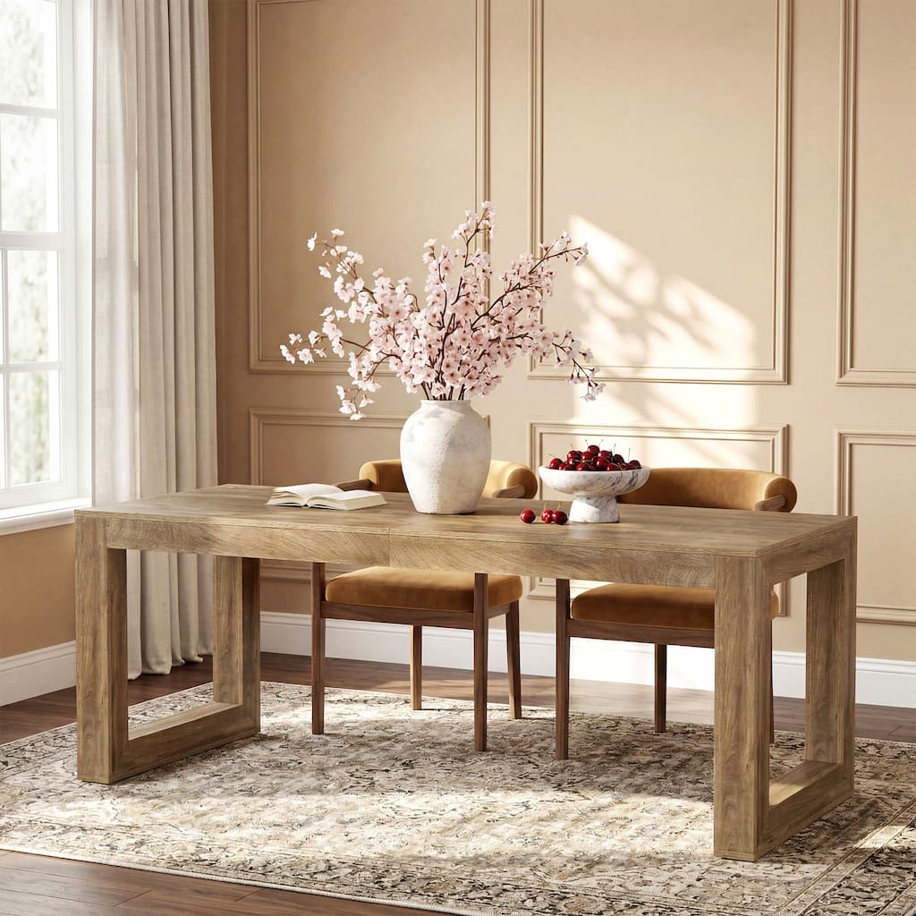 78.7-Inch Dining Table, Wooden Kitchen Table for 6-8 People
