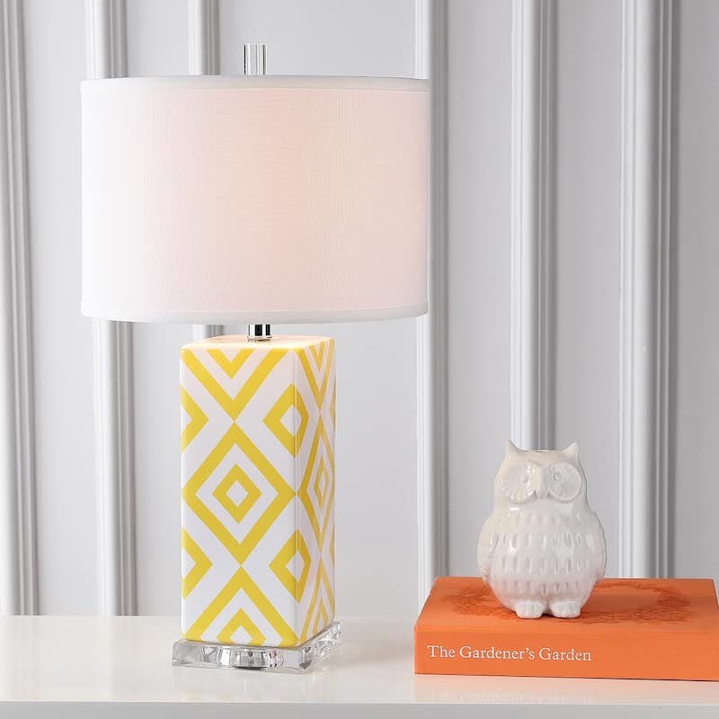 SAFAVIEH Lighting Anissa 27-inch Grey Diamonds Table Lamp (Set of 2) - 15"x15"x27" - 15Wx15Dx27H