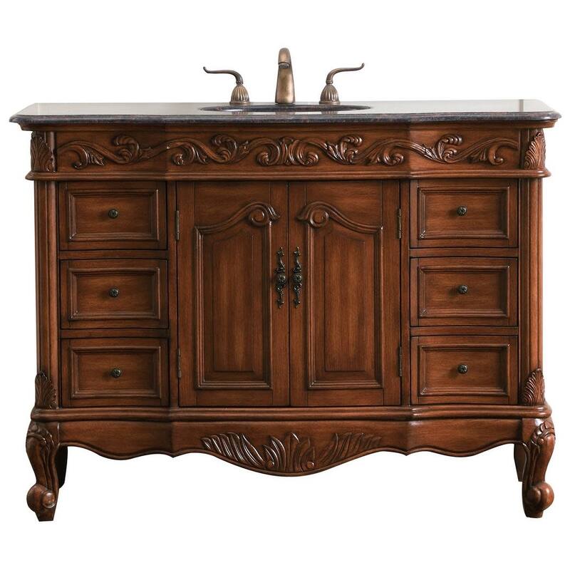 Elegant Lighting VF38848 Oakland 48" Free Standing Single Basin Vanity - Teak - Wood Finish