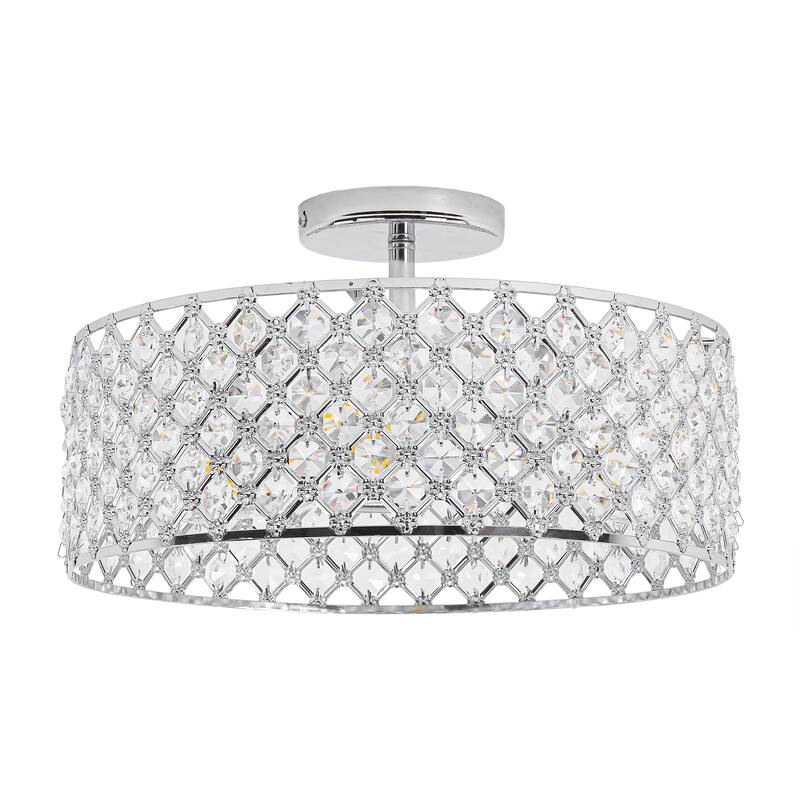 15" Modern Crystal Semi-Flush Mount Ceiling Light