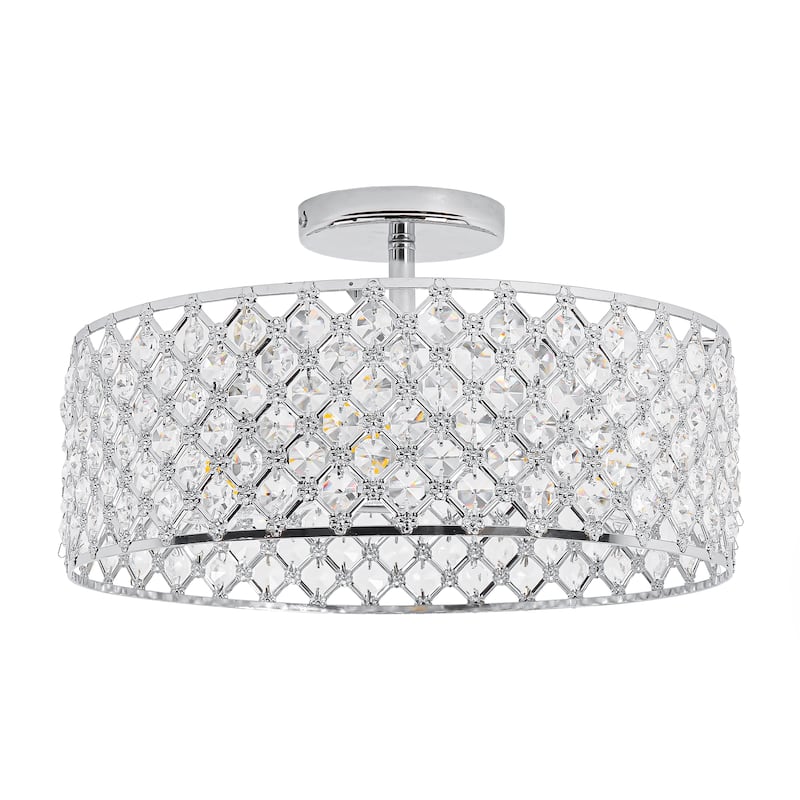 15" Modern Glam 3-Light Crystal Semi Flush Mount Ceiling Lights