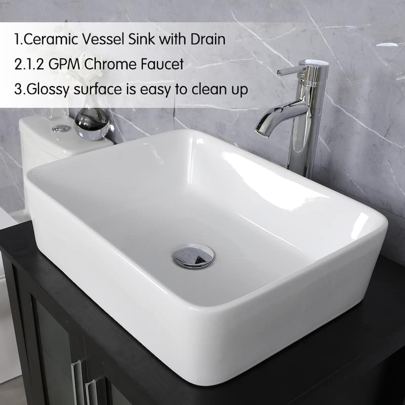 72" Bathroom Vanity Set with Vessel Sink Side Cabinet Combo