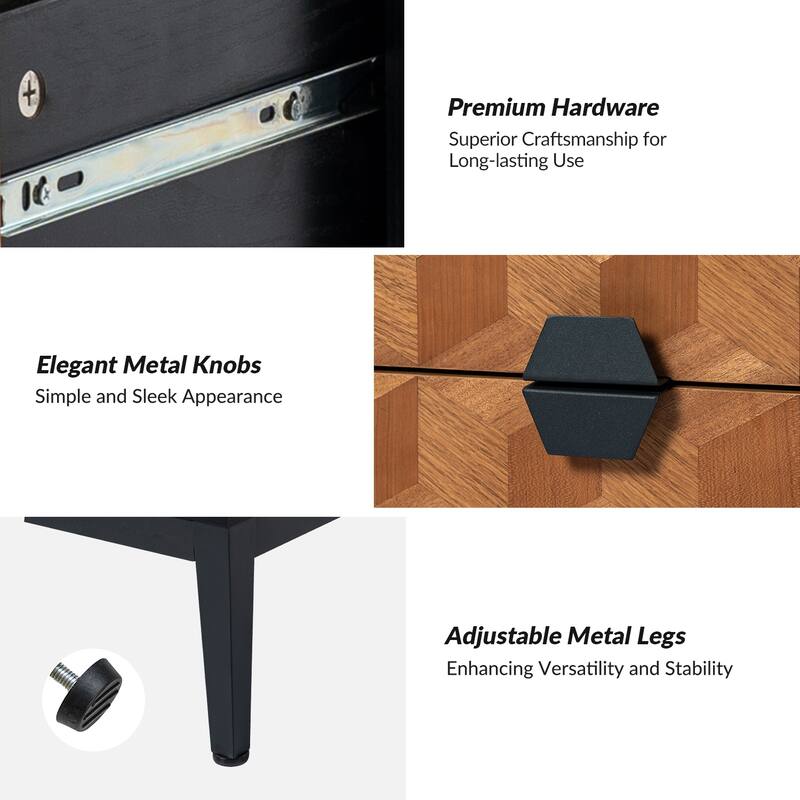 Apakah Modern 25"Tall 2-Drawer End Table with Charging Station and Adjustable Legs Set of 2 by HULALA HOME