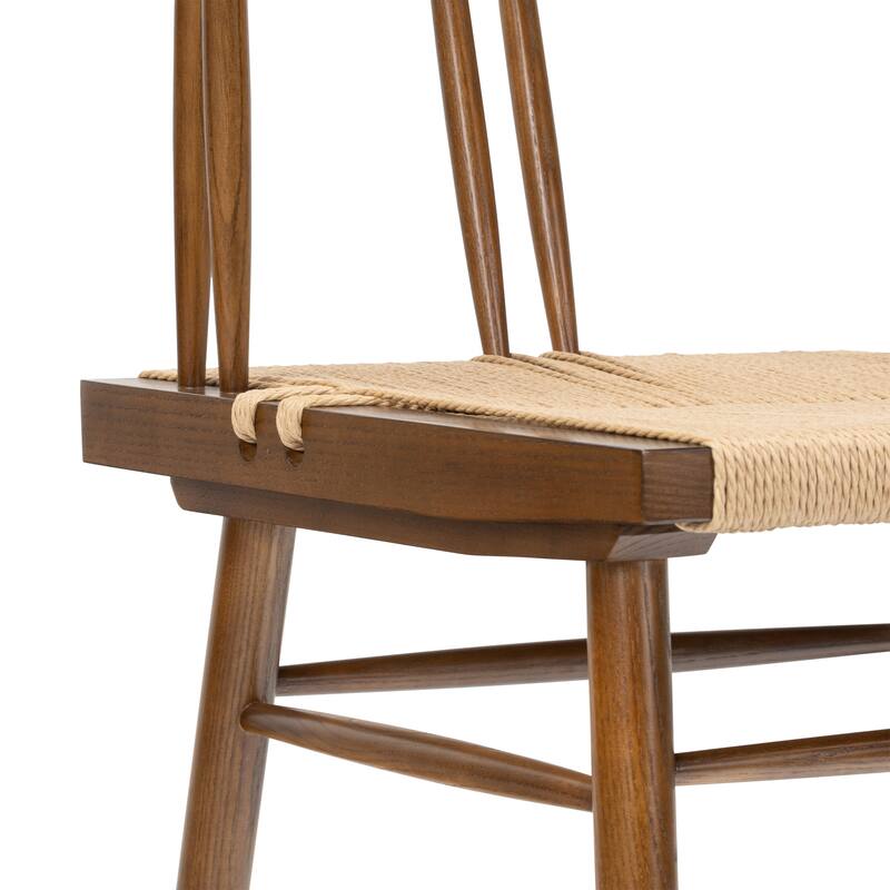 Poly & Bark Ferrara Dining Chair - Wood Frame with Handwoven Hemp Cord Seat