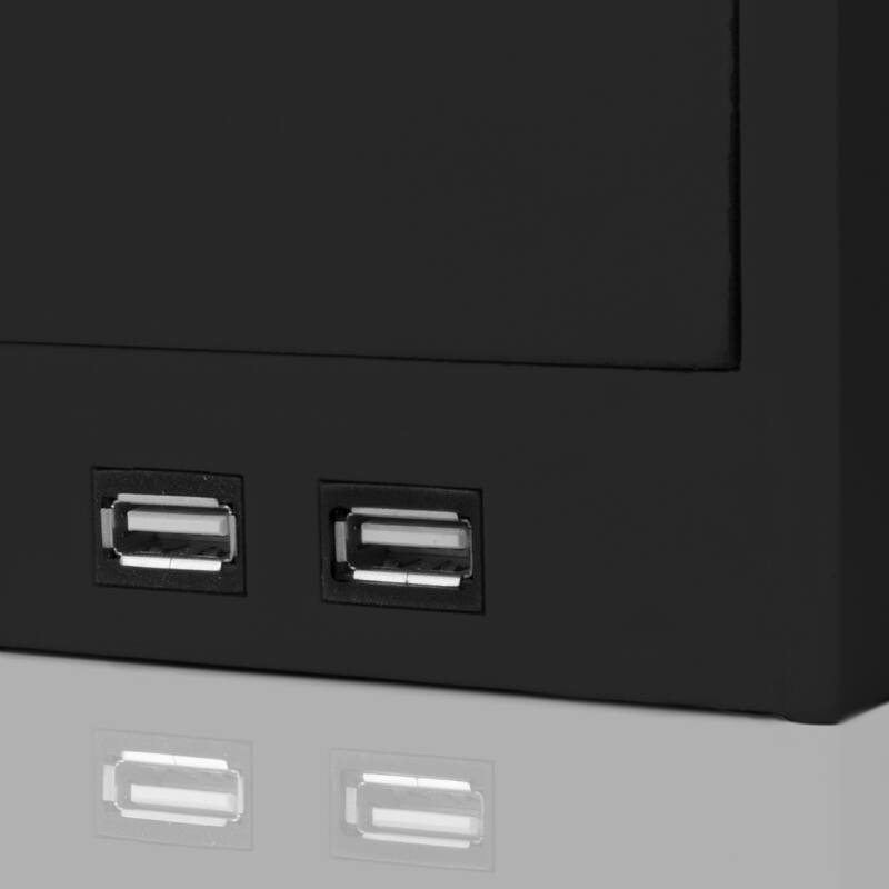 All-in-One USB charging 8 Compartments Desk Organizer - Black